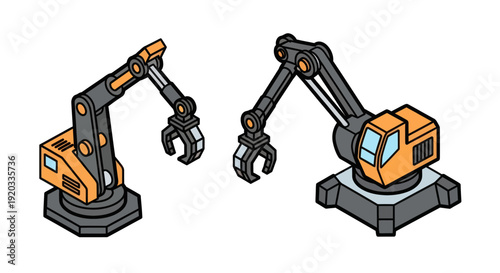 Orange Industrial Robotic Arms Claw Machine.