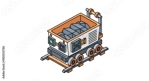 Isometric Illustration of Industrial Machinery Equipment.