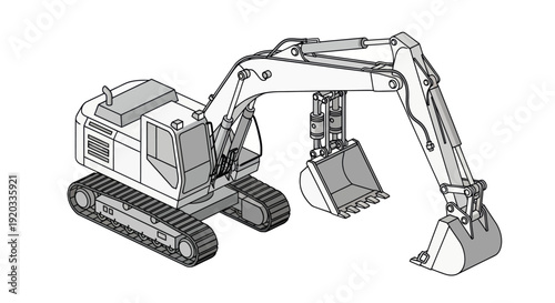 Excavator Machine Heavy Equipment Illustration.