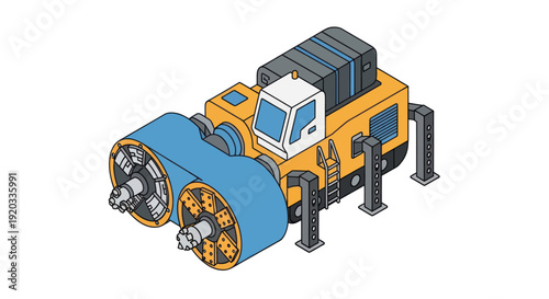 Large Yellow Industrial Road Roller Machine.