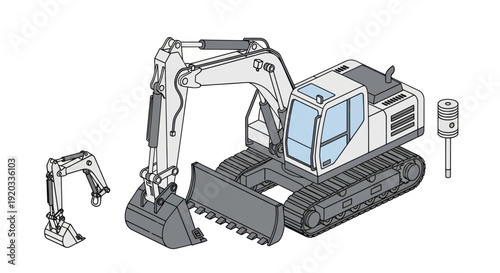 Excavator Heavy Machinery Equipment Construction Vehicle.