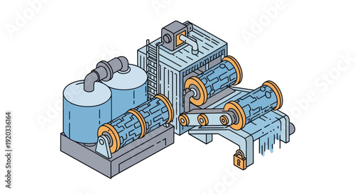 Industrial Machinery with Tanks and Conveyors.