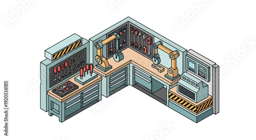 Isometric View of Modern Industrial Laboratory.