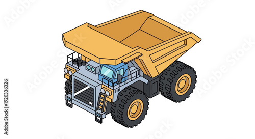 Large Yellow Dump Truck Vehicle Illustration.