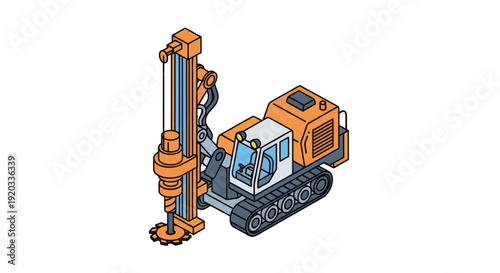 Orange Drilling Rig Machine Heavy Equipment.