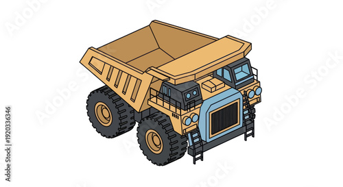 Large Yellow Dump Truck Illustration Vehicle.