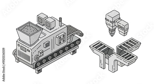 Industrial machinery parts and conveyor system.