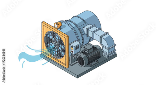 Industrial Centrifugal Fan with Motor Unit.