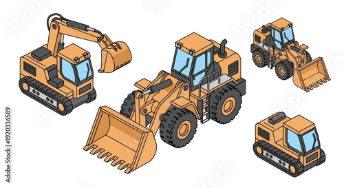 Heavy Construction Machinery Equipment Vehicles.