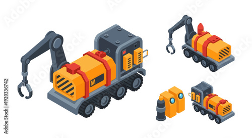 Toy Construction Vehicles with Crane Attachments.