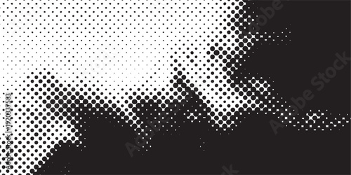 Abstract Halftone Pattern with Dark Silhouettes and Light Background.