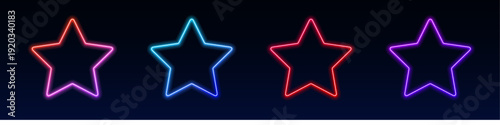 Colorful neon stars float with radiant gradient light and smooth glowing edges. Abstract shapes enhance digital futuristic aesthetics and modern motion. Perfect for banners and creative UI. PNG