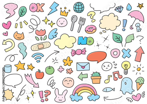 ゆるくてかわいい　手描きの落書きセット