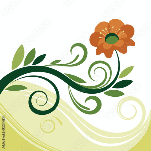 Wallpaper Mural Abstract floral vector background with leaves swirls and butterflies decorative pattern design Torontodigital.ca
