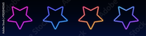 Neon stars with vibrant gradient glow form dynamic abstract compositions. Smooth edges enhance futuristic digital energy. Ideal transparent PNG for banners, posters, and design elements. PNG