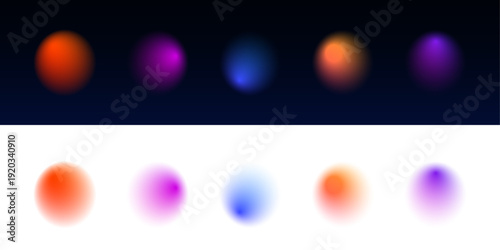 Holographic gradient orbs overlap with smooth neon glows. Soft motion blur adds depth and futuristic energy. Perfect for sci-fi and modern digital visuals.