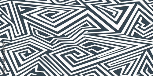 Abstract Geometric Pattern of Intertwined Black and White Lines.