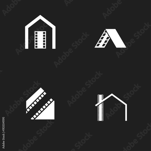 Creative Film House Logo Set for Movie Production, Cinema, and Home Media Branding