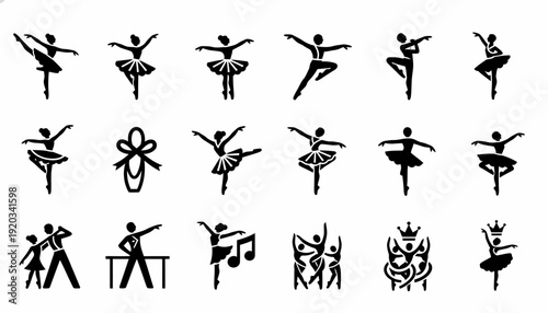 Ballet Dancer Silhouettes - Various Poses and Movements