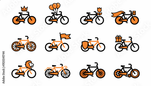 Creative Bicycle Icons: Collection of stylized bikes for graphic design