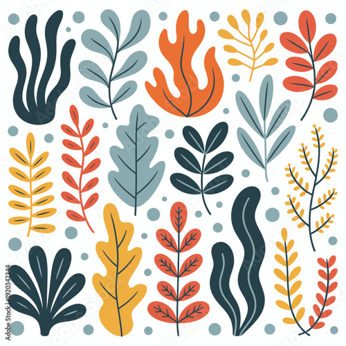 Wallpaper Mural Seamless floral and autumn leaves pattern vector design for wallpaper and textile decoration Torontodigital.ca