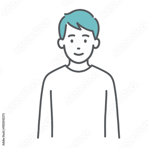 笑顔の若い男性のイラスト（正面・上半身）