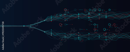 AI Data Flow Energy Lines, Code Information Streams. Neural Network Communication Signals. Bio Science and Digital Bifurcation Transformation Technology Abstract Energy Concept. Vector Illustration