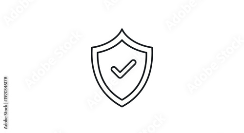 Shield with checkmark icon, symbol of security, safety, and protection