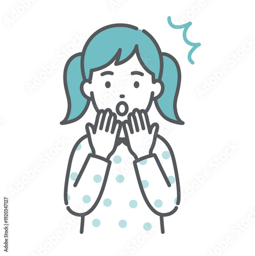 驚く・焦る女の子のイラスト（ショック・上半身）