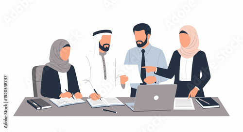 Diverse group of business professionals collaborating.