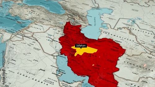 Strategic Map Highlighting Isfahan Province Iran Located in Central Regional Geographical Area