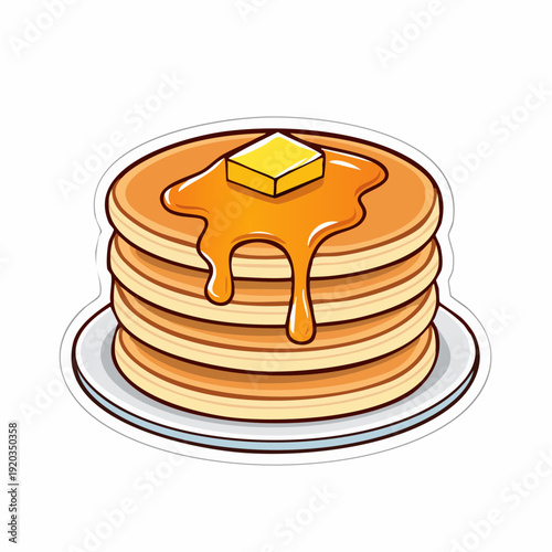Stack of Pancakes with Butter and Syrup.