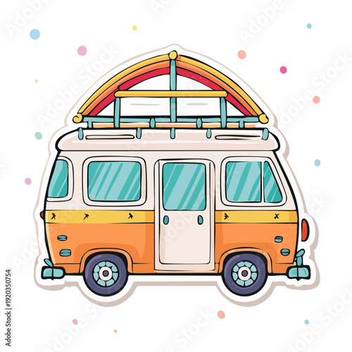 Vintage Camper Van Illustration.