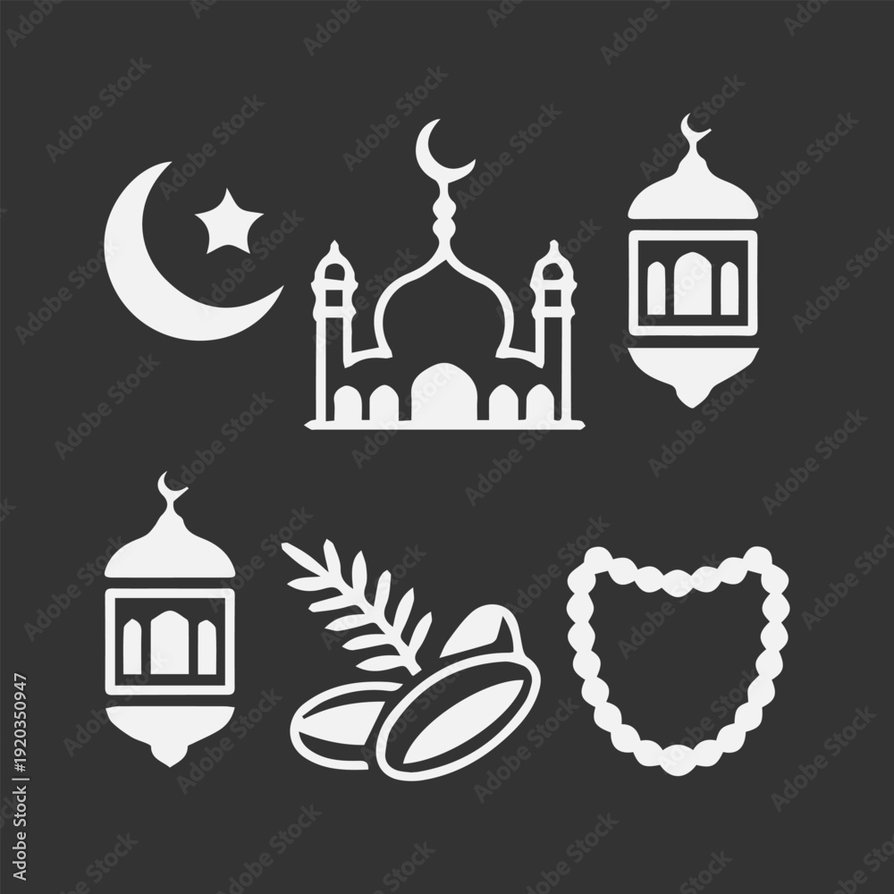 Fototapeta premium Ramadan Icon New Design Black And White