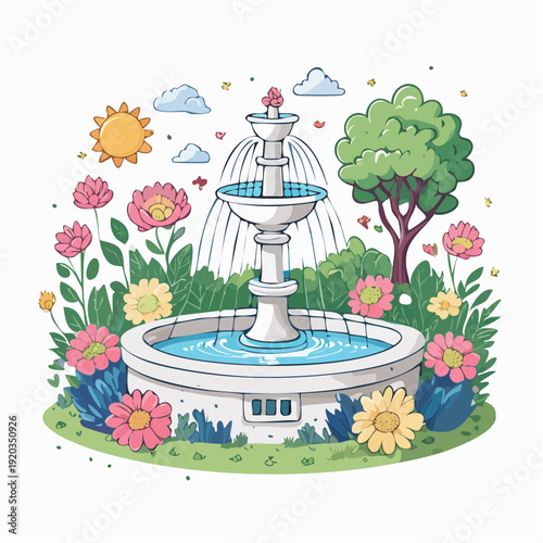 Water Fountain in Garden.