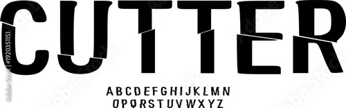 Cutter Sliced Display Font Alphabet Modern Bold Sans Serif with Knife Cut Effect for Action Movie Posters Sports Branding and Edgy Urban Streetwear Design