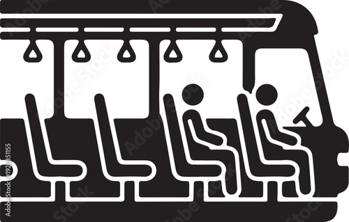 Bus Interior Icon in silhouette on white background.