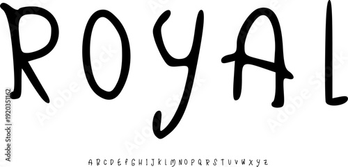 Royal Handwritten Font Alphabet Creative Display Sans Serif with Playful Hand Drawn Character for Elegant Branding Kids Book Design and Trendy Typography Projects