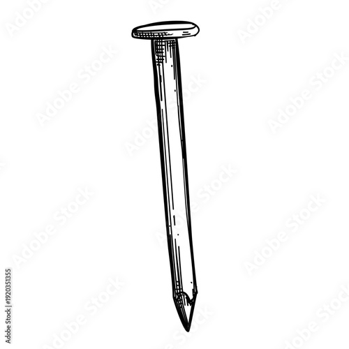 iron nail construction tool vector line art hand drawn illustration