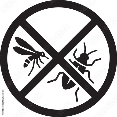 Insect Control Symbol Icon in silhouette.