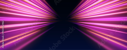 Glowing neon spirals unfold across a deep midnight backdrop. Electric gradients shift smoothly from blue to vivid pink tones. The illustration captures dynamic motion and radiant intensity.