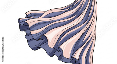 Wavy pink and blue fabric with flowing motion on white background textile pattern