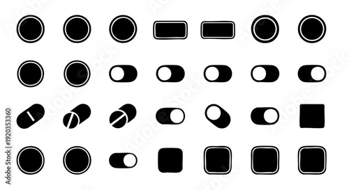 UI UX Toggle Switch Buttons Vector Illustration