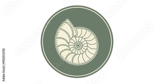 Nautilus Shell Fossil Icon, Ancient Marine Life, Natural History