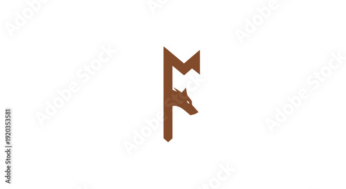 Norse Rune Futhark Symbol with Wolf Head Silhouette