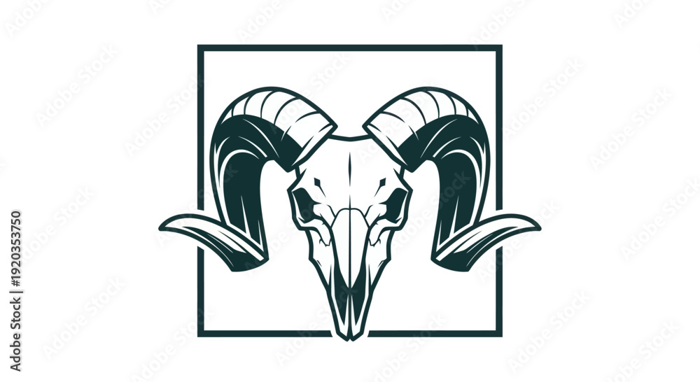 Obraz premium Ram Skull Icon Vector Art - Tribal Symbol of Strength and Wildness