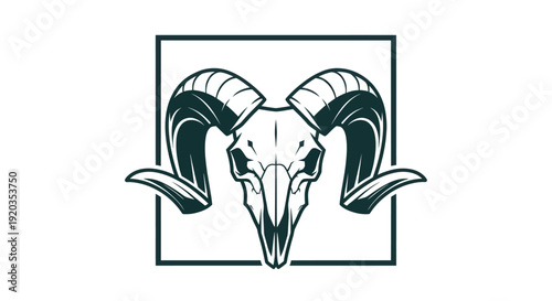 Ram Skull Icon Vector Art - Tribal Symbol of Strength and Wildness