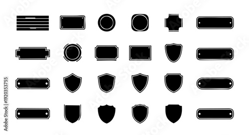 Empty Black Labels Shields Vector Illustration Design Elements