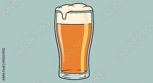 Illustration of a beer glass filled with frothy beverage on a plain background, viewed from the side, file reference 'image (1941).ai'