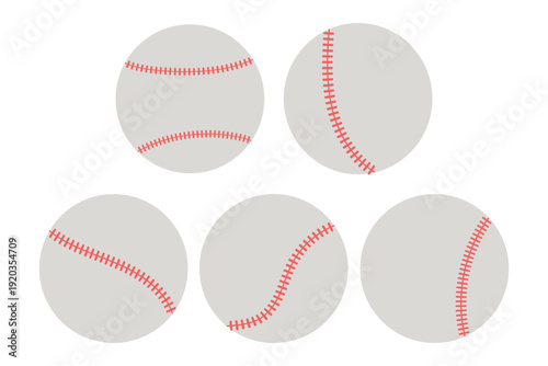 Collection of Baseball with Red Stitching Illustration